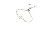 Cross Design 925 Sterling Silver Toggle / Slider Bracelet studded with CZ